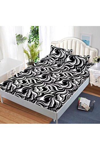 OEM Elastic sheet and 2 pillow covers, Finet, for two people, Abstract print, 180x200cm