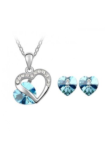 Kelan Set bijuterii elegant femei – lănțișor și cercei cu cristale Avatar Aquamarine