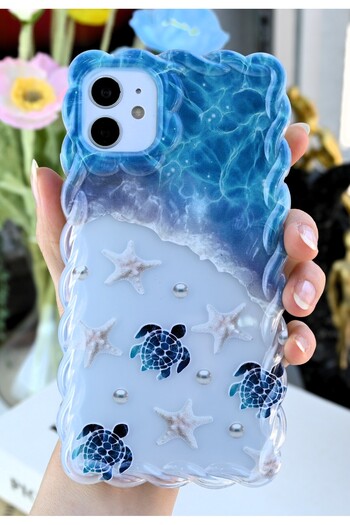 Go Aksesuar Iphone 11 Uyumlu kenarları Dalgalı Karetta Baskılı Şeffaf SİLİKON Kılıf