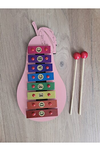 m montefair Colorful Pear Wooden Children's Metalphone / Xylophone - Educational Musical Toy (27X12 cm)