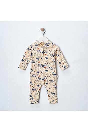 pamira kids Cat Leaf Patterned Monthly Children's Jumpsuit