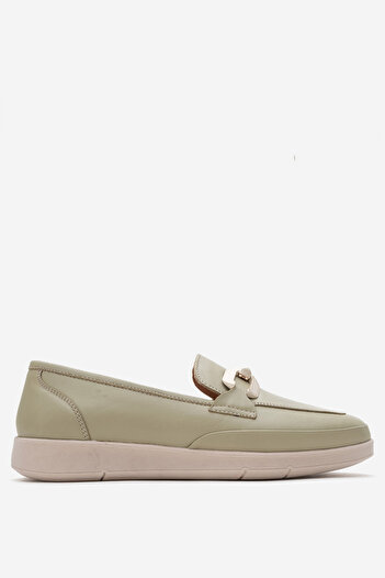 Dericlub Women's Orthopedic Buckle Casual Loafer Shoes Real Leather Cr 2202 Water Green