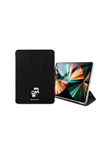 Gaudi Flip Case for iPad Pro 11 2024, Karl Lagerfeld, Saffiano Leather, Black