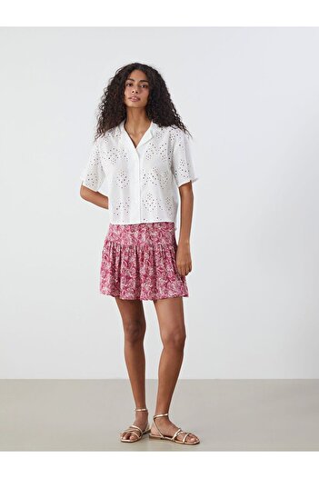 LC Waikiki Xside Floral Pleated Mini Skirt with Elastic Waist