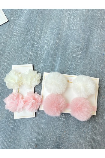 pempem bandana Girl baby pompom bandana laser flower clip hairpin