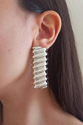 By Zeyna Aksesuar Women's Special Design 6 cm Serrated Model Earrings zyna004