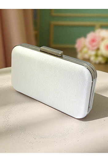 Biçanta Ecru Color Waterway Patterned Satin Women's Evening Dress Bag Wedding Engagement Graduation