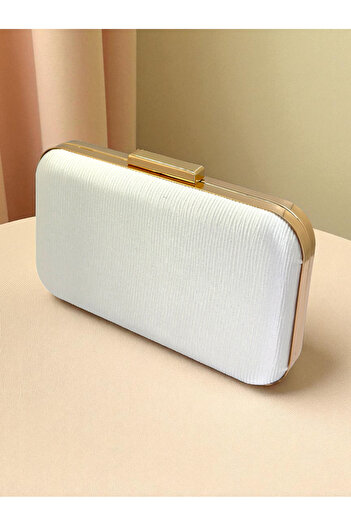Biçanta Ecru Color Waterway Patterned Satin Women's Evening Dress Bag Wedding Engagement Graduation