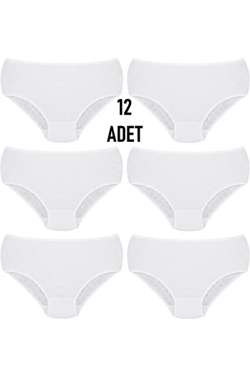 Özten 12'Li Paket 100% Cotton Heart High Waist Bato Women's Panties Ozt12100