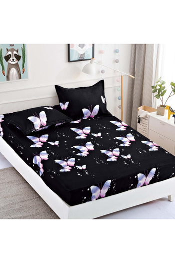 FIONNA.RO Elasticated Pillowcase and Finet Pillowcases - Black with Butterflies
