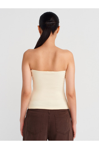 Dilvin 21103 Strapless Top-Light Yellow