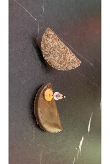 MISS GOLDEN Serrated Crystal Patterned Brown Semicircle Moon Shape Gold Accessories Epoxy Earrings Handmade