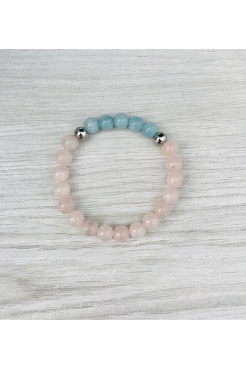 MK tasarım Real Pink Quartz- Blue Quartz Bracelet Mkt051