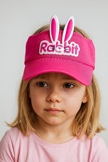 CosmoOutlet Cute Rabbit Eared Summer Sunscreen Light Pink Color Children's Visor Hat