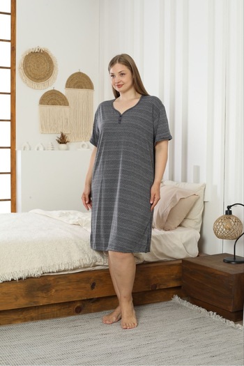 MODA Women's Cotton Comfortable Fit Short Sleeve Home Dress