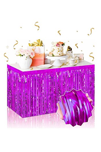 Parti Adresi Metallized Party Table Skirt Table Decor Purple