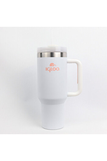 IGLOO Stadler Steel Thermo-Mug 1.2 Liter White-Pink 12H Hot/18H Cold Storage