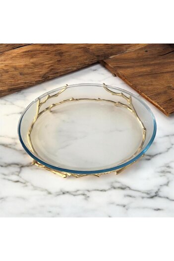 partridge store Metal Leg Oval Presentation Plate Gold