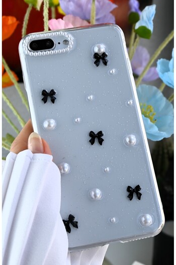Go Aksesuar Flexible Silicone Case with Pearl Camera Toy Design Compatible with iPhone 7 Plus and 8 Plus