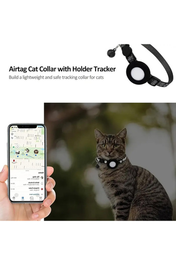Lady Fify Airtag Attachable Neck Collar with Reflection and Bell for Cat and Dog