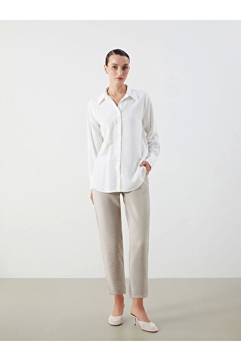 LC Waikiki Lcwaikiki Classic Beige Elastic Waist Carrot Cut Women's Trousers