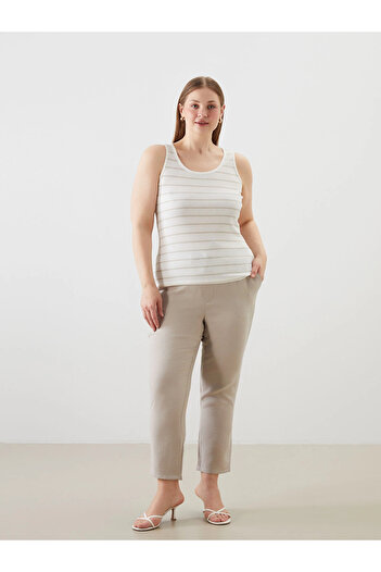LC Waikiki Lcwaikiki Classic Beige Elastic Waist Carrot Cut Women's Trousers