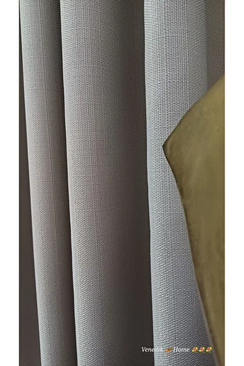 venedik home Stone Color Linen Background Curtain Without Pleats Extrafor Drawstring Custom Made