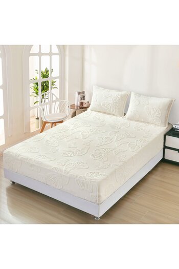 FIONNA.RO Cocolino Embossed Butterflies Duvet Cover 180x200cm - Cream