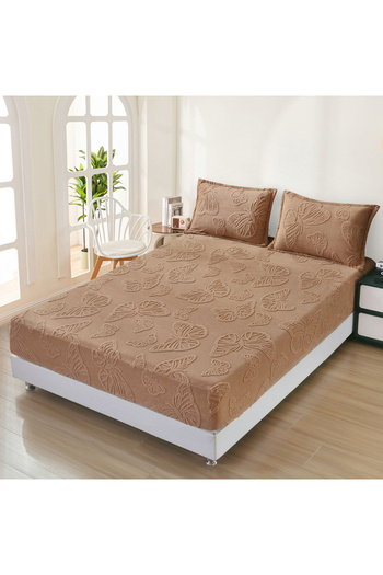 FIONNA.RO Cocolino Embossed Butterflies Duvet Cover 180x200cm - Cocoa Beige With Milk