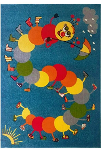 Kolibri Children's Room Carpet Caterpillar 11057-140, Multicolor, 9 mm Thread, Anti-Allergic
