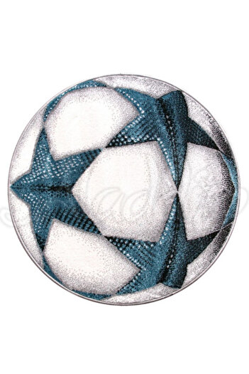 Kolibri Round Carpet for Children's Room Soccer Ball 11199-190, White, 9 mm Thread, Anti-Allergic