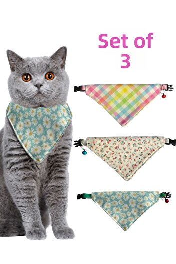 Cocopet Patterned Scarf Bandana Cat Collar Set of 3