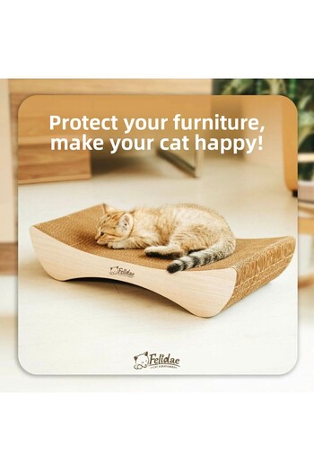 Felidae أريكة خدش للقطط باللون البيج - مموجة، خدش أفقي، صغيرة (50 × 10 × 24 سم)