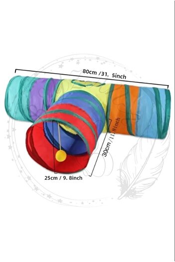 BEYZANA Rainbow T-Shaped Folding Cat Tunnel - Pet Play Tunnel