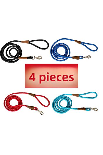 OrsarPets 4 Pcs Dog Walking Strap - Advantageous Pack, Red Black Saks Turquoise