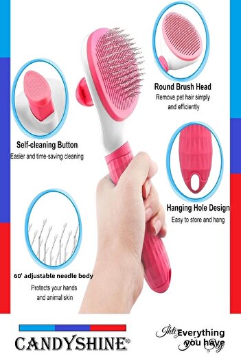 CandyShine Pet Comb with Pink Keys - Cat Dog Hair Collection Comb