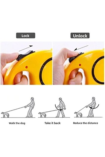 Yıldızhane 3 Meters Automatic Reel Dog Walking Leash and Walking Strap Leash Neck Leash