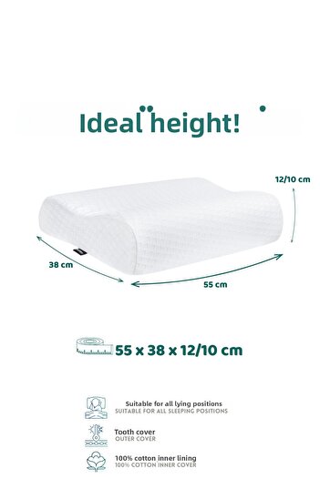 VİSCOTEX Pernă ortopedică Visco Relaxfit cu suport dublu pentru gât, 58x38x12/10cm, alb