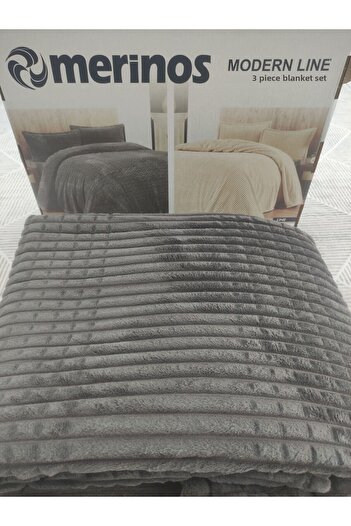 Abant 3 Piece Merino Brand Blanket - Double Khaki and Golden Horn