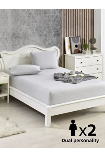 Suvida Cotton Double Elastic Sheet Set - Soft Colors, Padded, 3-Piece