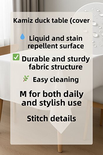 KAMİZ Duck Fabric Table Cloth - Water and Stain Repellent |   Durable, Modern Design