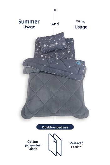 Formeya Astronaut Patterned Double-Sided Wellsoft Sleeping Set - Single, Quilt+Sheet+Pillowcase