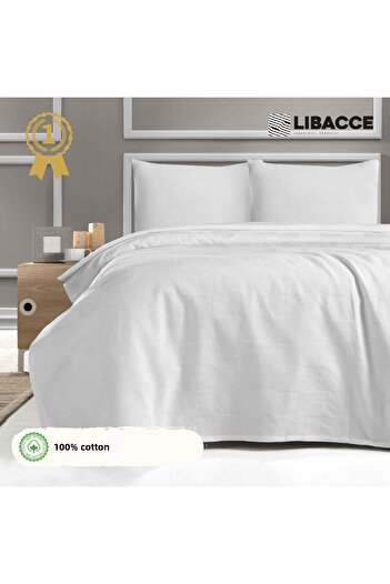 Libacce Industrial Products Single 100% Cotton Checkerboard Patterned Bedspread Hotel Type Luxury Pique 140X230 cm