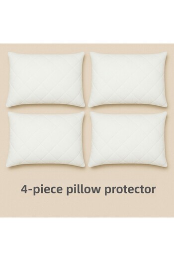 UYKUPEREST 4 Pcs 50X70Cm Cotton Quilted Pillow Mattresses Cover Thick Fiber Filling Washable Hotel Type Case