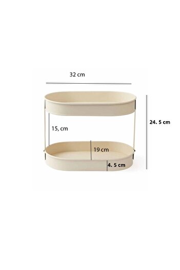EVSTYLE Οβάλ Organizer 2 Επιπέδων 24x19x32 cm - Κρέμα