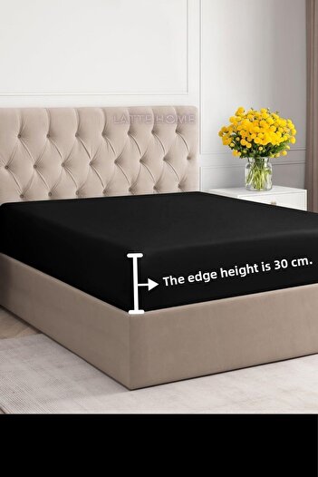 LATTE TEKSTİL Black 100% Cotton Combed Cotton - Fitted Elastic Sheet Single/Double/King Size