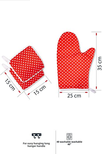 Morlay 3-Piece Oven Gloves and Pot Holder Kitchen Set & 220 Degree Heat Resistant