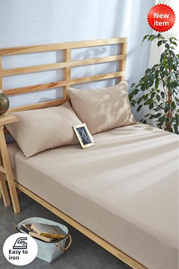 BESTİNA GOLD Elastic Sheet Set Solid Color Cotton-Pillowcase Single-Double Personality-Battal
