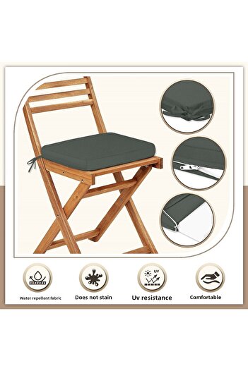Evim Canvas Chair Cushion - 40 X 40 cm Stain Resistant Zippered Smoked Liquid Proof