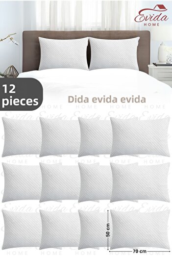 Evida 12 Quilted Antibacterial Zippered Pillow Protective Mattresses - 50X70 cm - Pillowcases